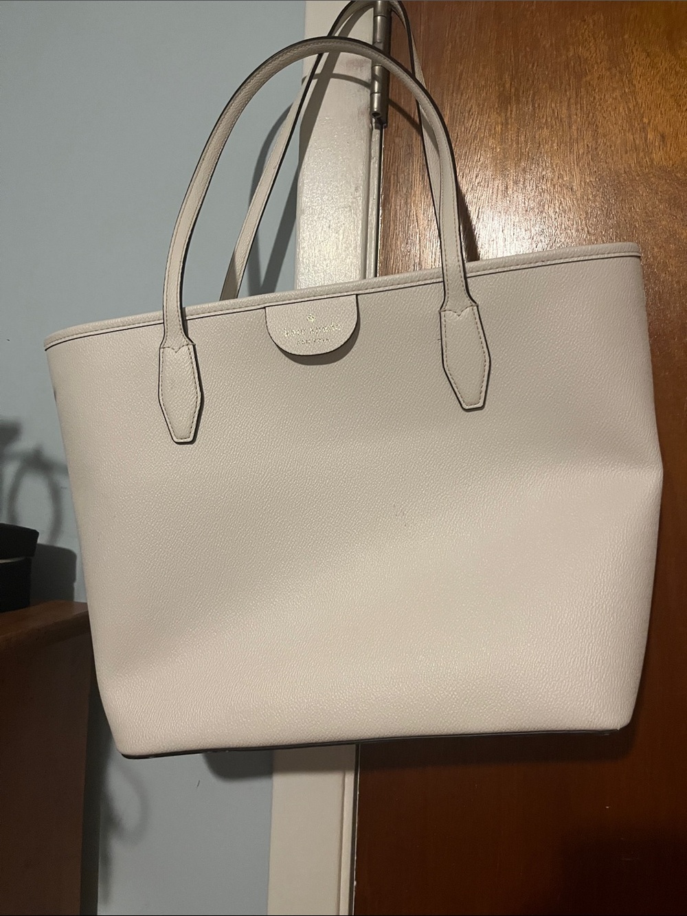 kate spade off white Leather Tote with Double Handles